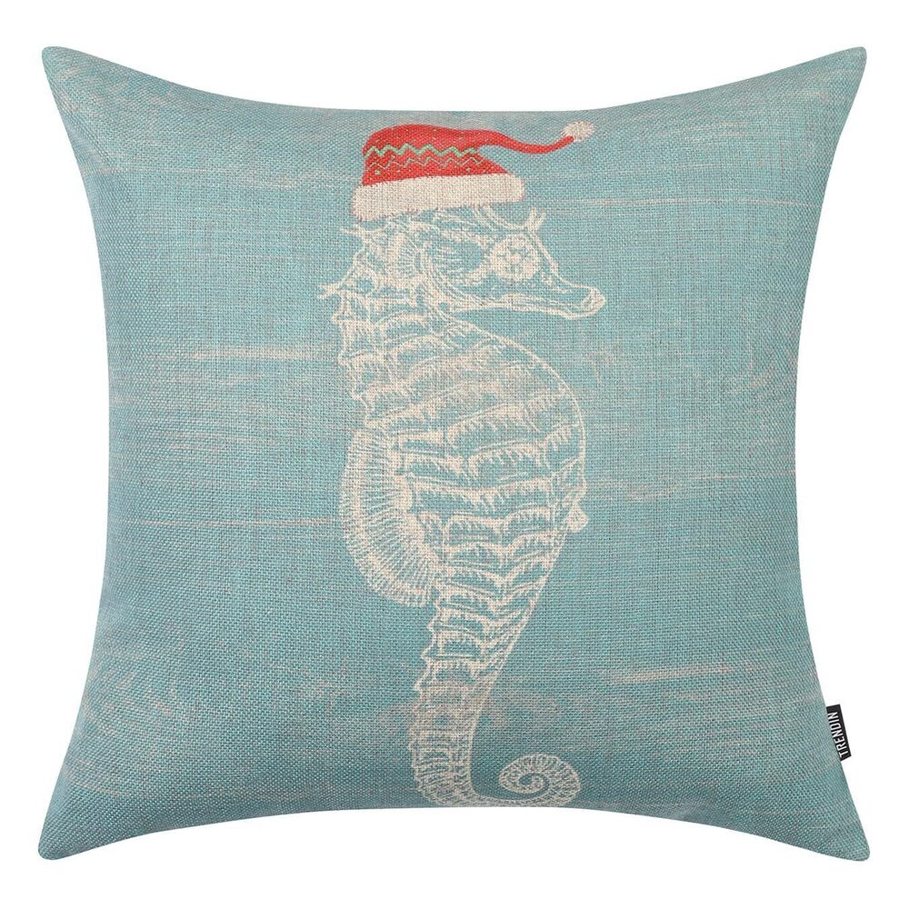 1469 Nautical Christmas Pillow Cover 20X20 for Couch Sea Ocean Decor